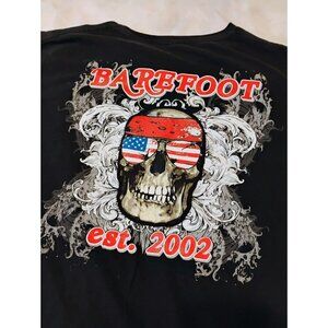 American Flag Skull T Shirt XL Bandana Barefoot Est 2002